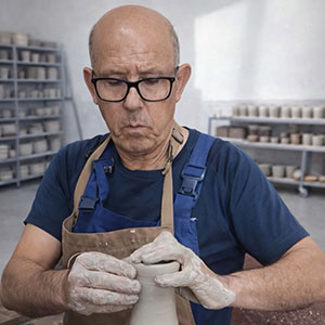 Juan López alfarero en el torno – Cerámica Muñoz Andújar